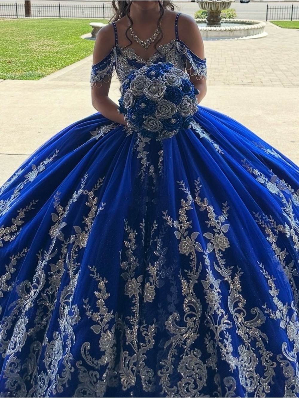 Quinceanera Royal Blue Beaded Ball Gown